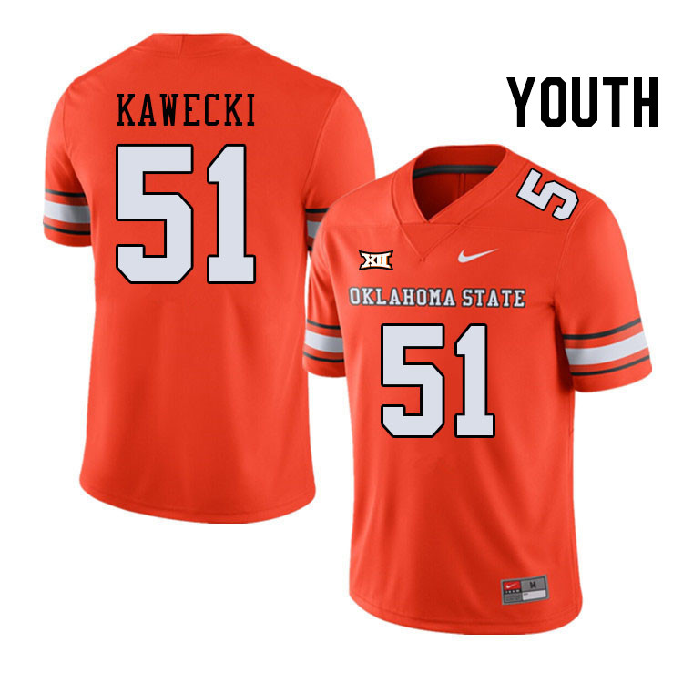 Youth #51 Austin Kawecki Oklahoma State Cowboys College Football Jerseys Stitched-Alternate Orange - Click Image to Close